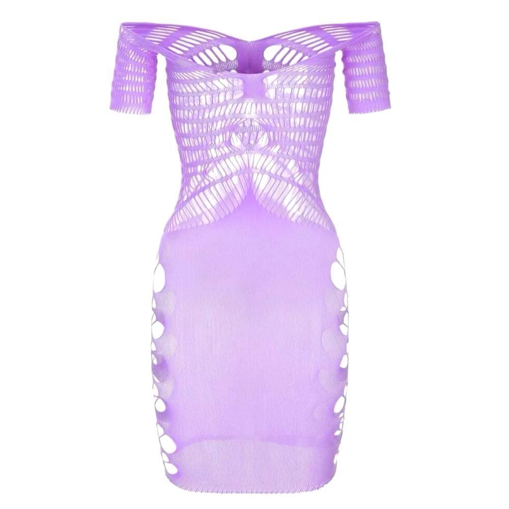 Y2K Hollow Out Off Shoulder Mesh Crochet Coverup Swim Mesh Dress - Picture 6 of 7